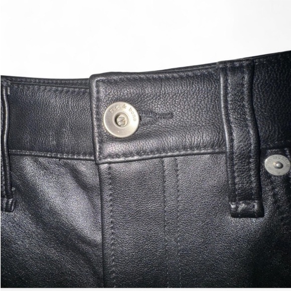 Rag & Bone Black A-line lambskin leather Mini Skirt size 25 - Picture 2 of 5